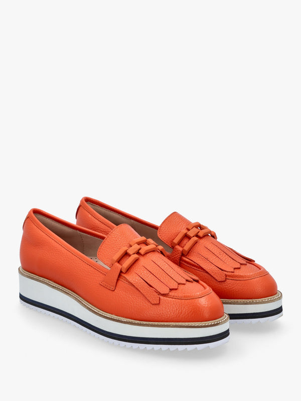 Fernnanda Orange Leather Loafers
