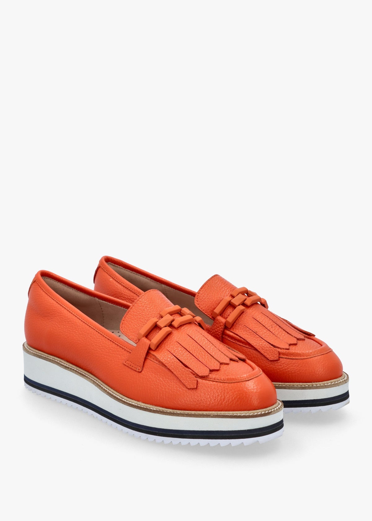 Fernnanda Orange Leather Loafers