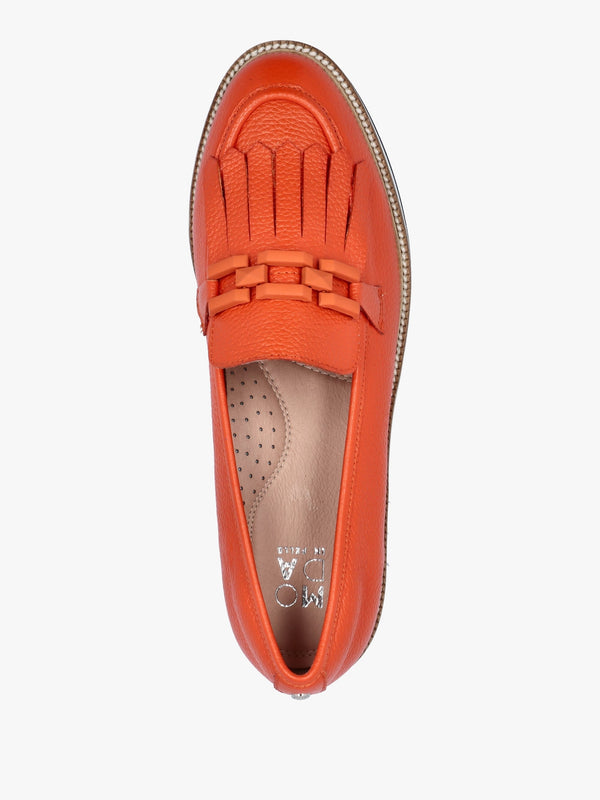 Fernnanda Orange Leather Loafers