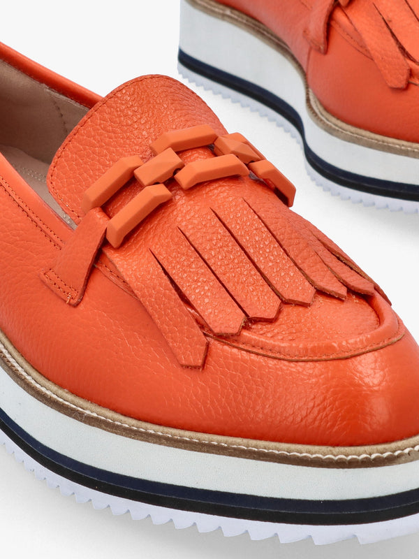 Fernnanda Orange Leather Loafers