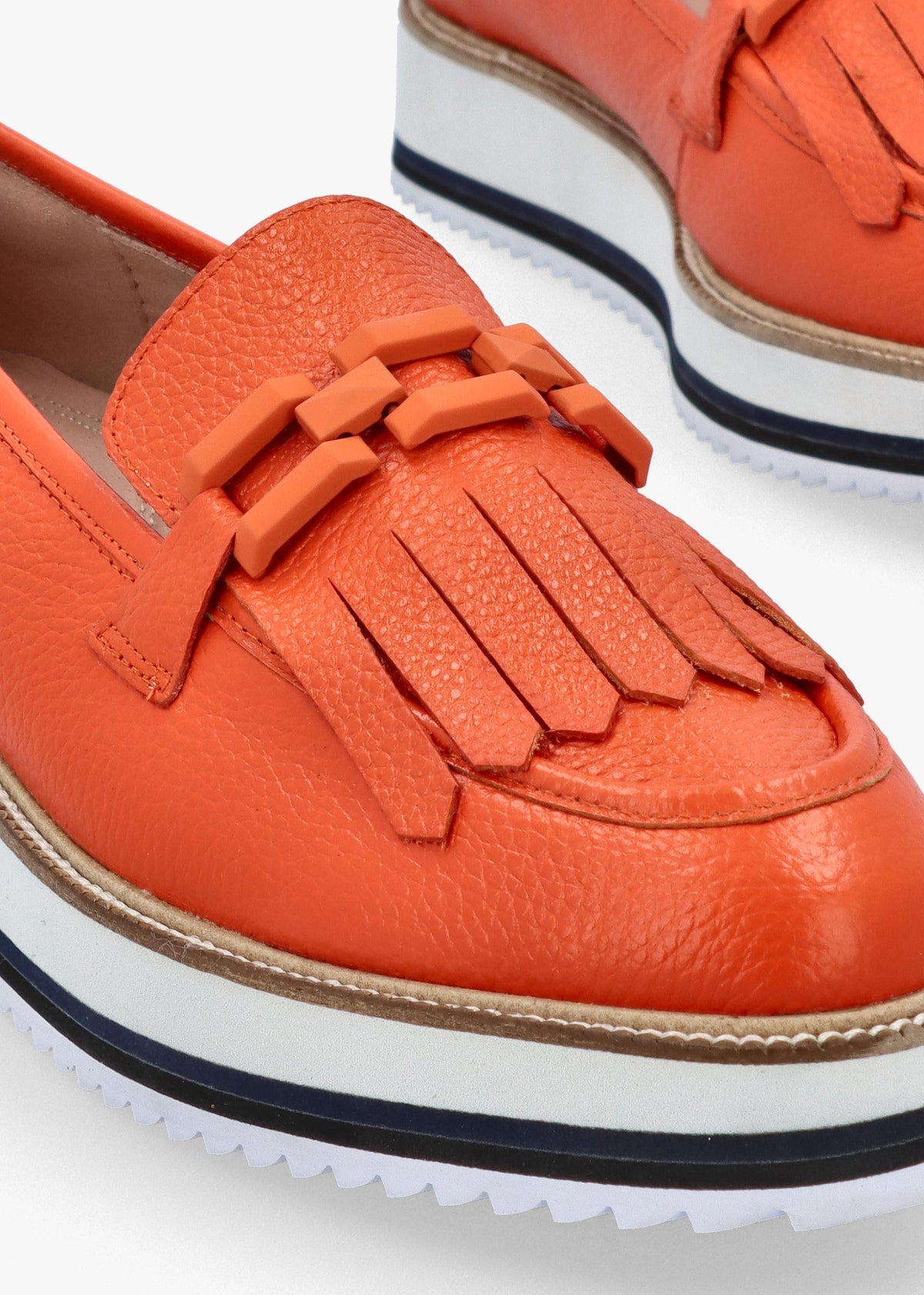 Fernnanda Orange Leather Loafers