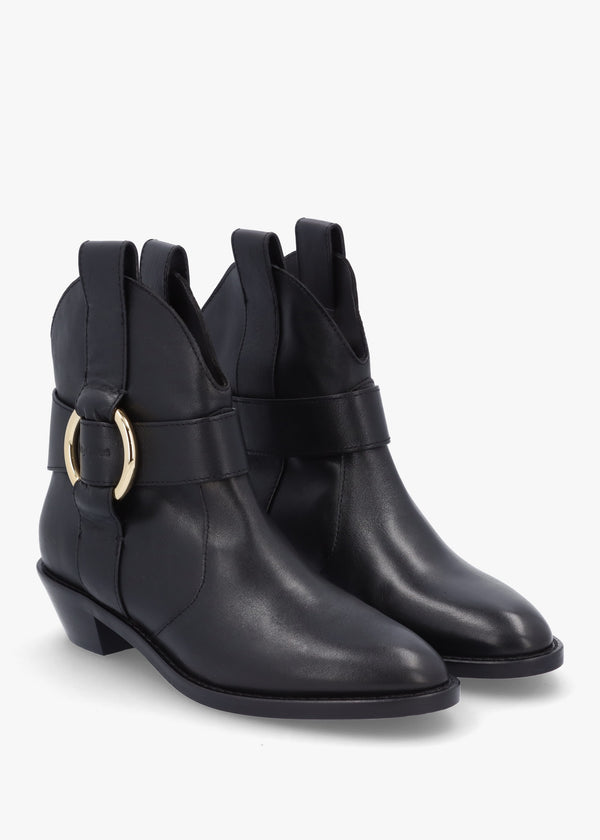 Black Leather Western Cowboy Boots