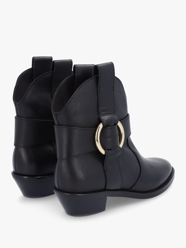Black Leather Western Cowboy Boots