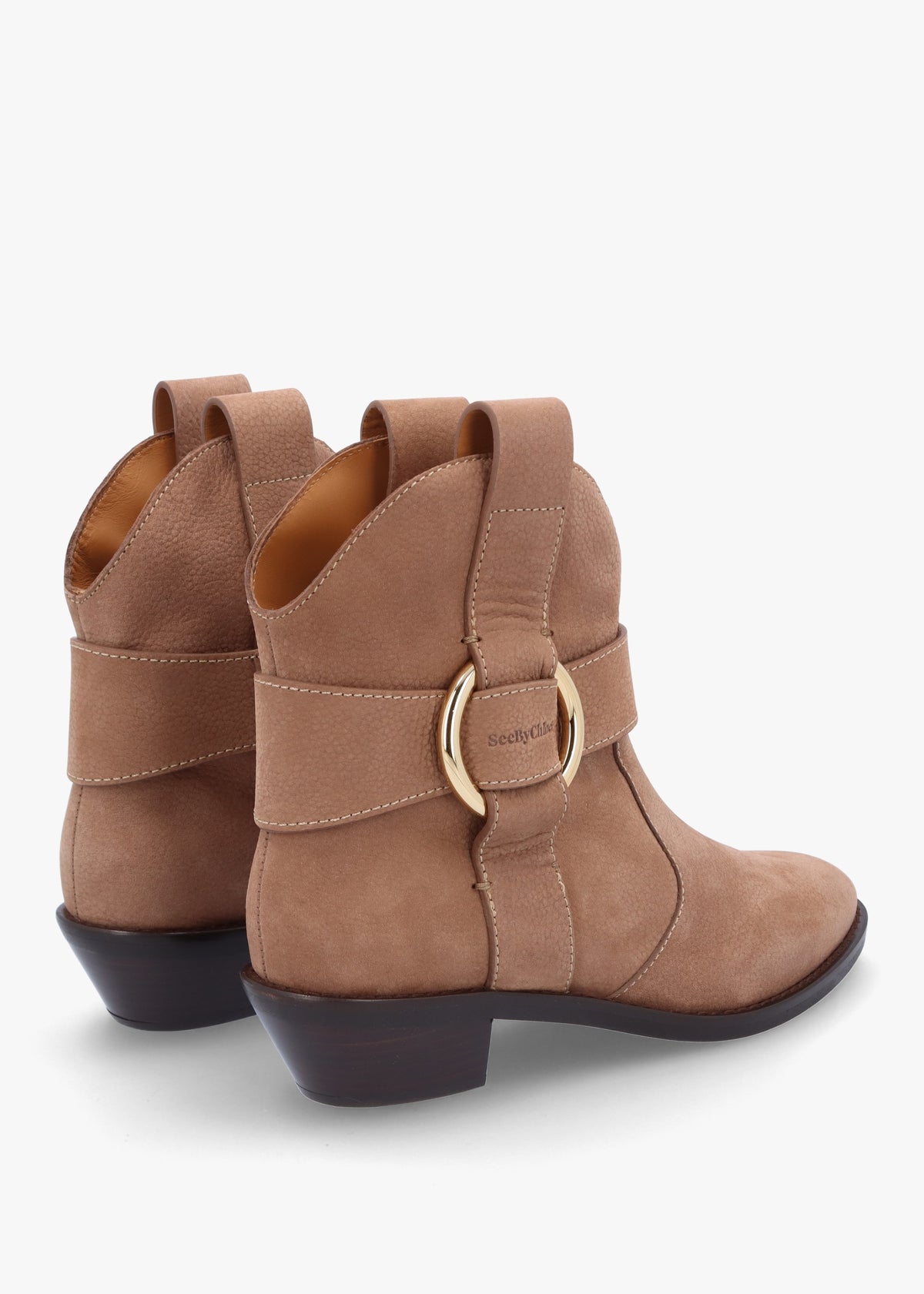 Dark Beige Nubuck Leather Western Cowboy Boots