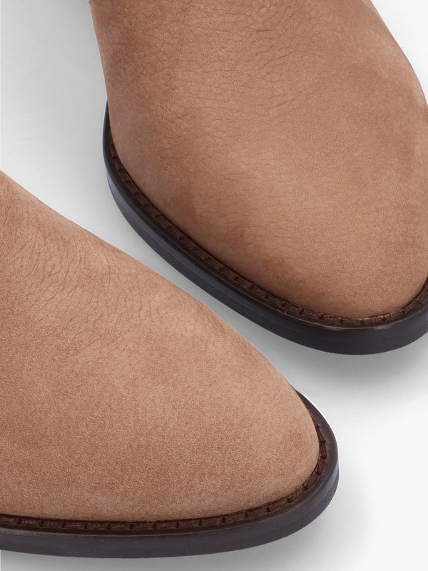 Dark Beige Nubuck Leather Western Cowboy Boots
