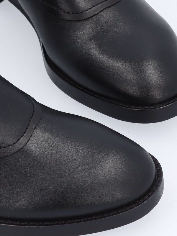 Tassel Patchwork Black Leather Knee Boots