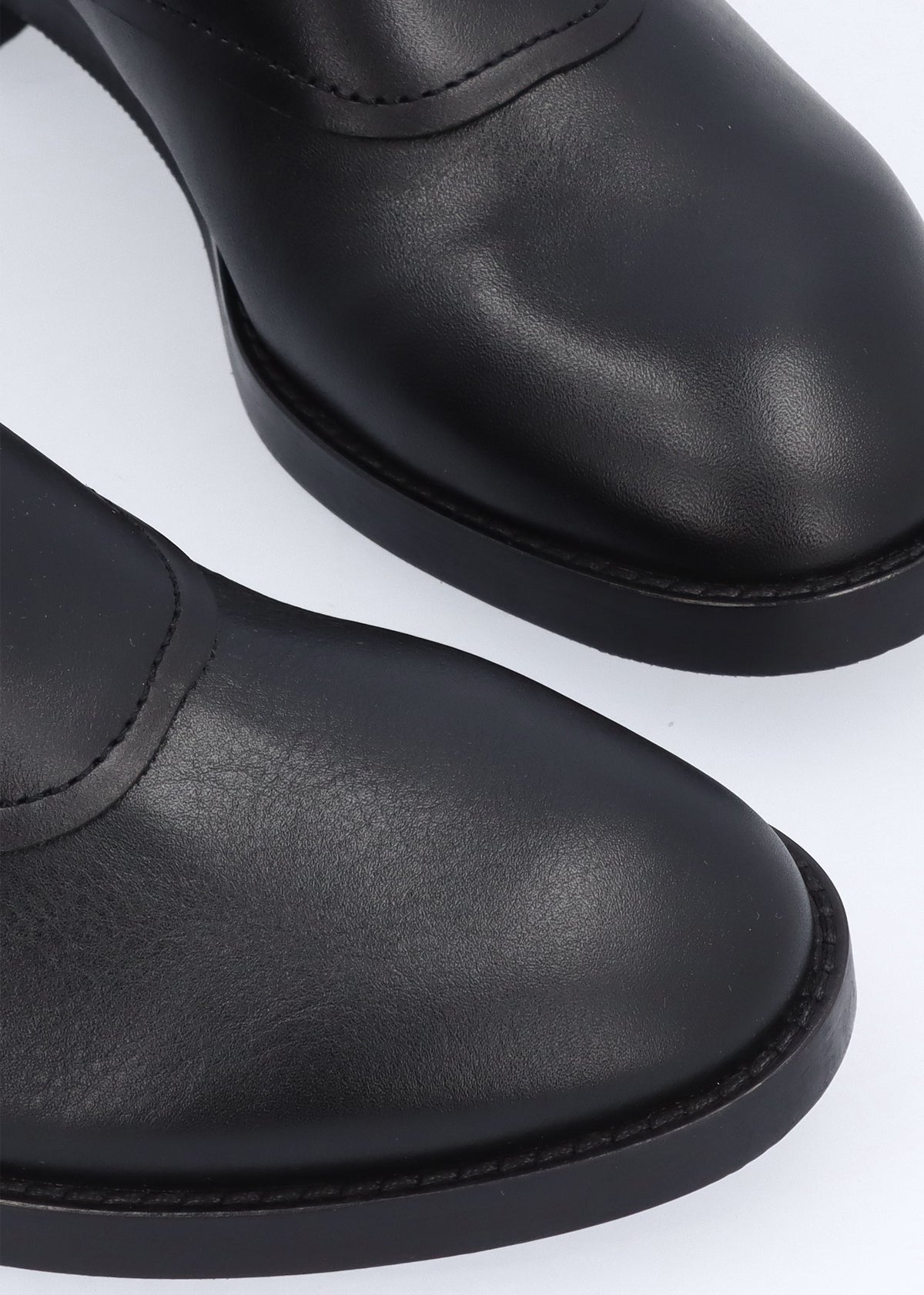 Tassel Patchwork Black Leather Knee Boots