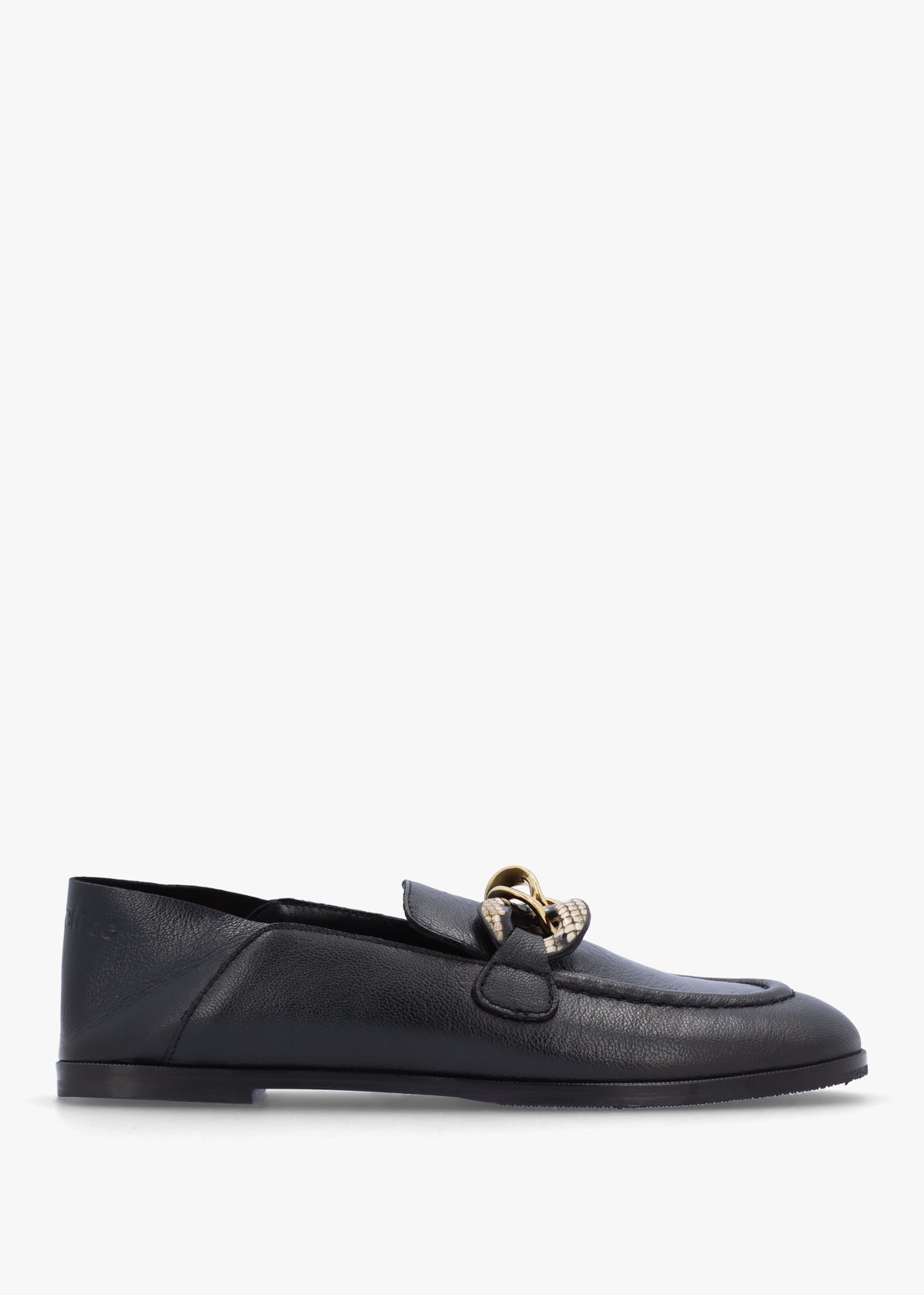 Chain Link Black Leather Loafers