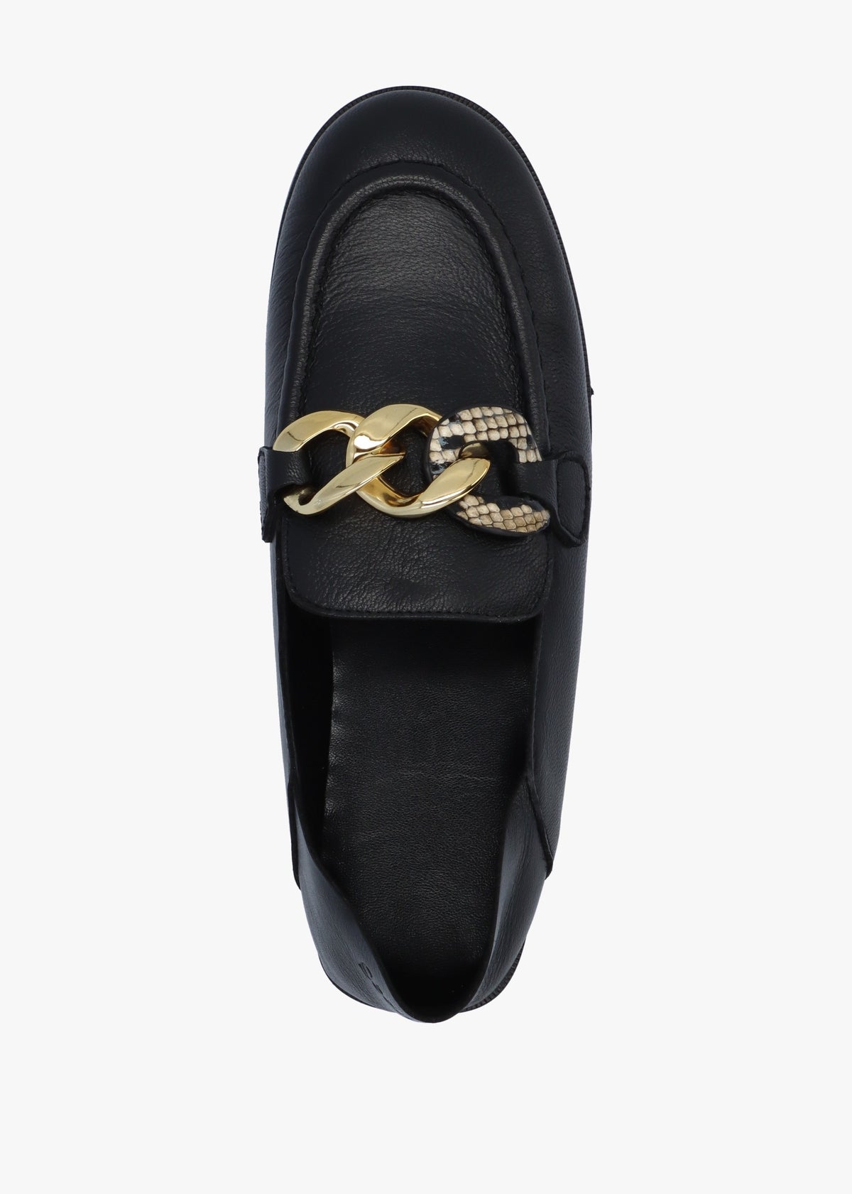 Chain Link Black Leather Loafers