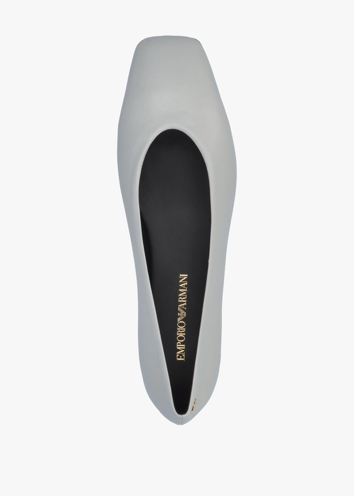 Grey Leather Square Toe Ballet Pumps