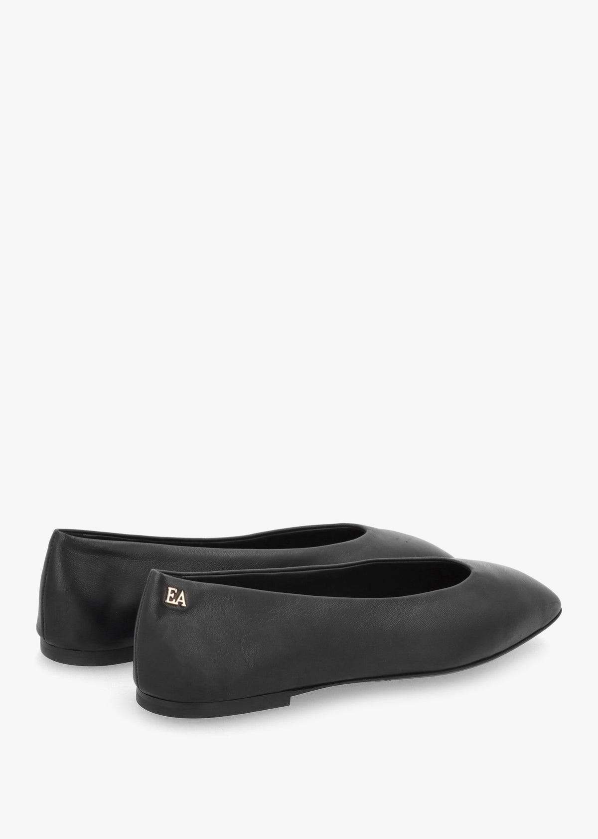 Black Leather Square Toe Ballet Pumps