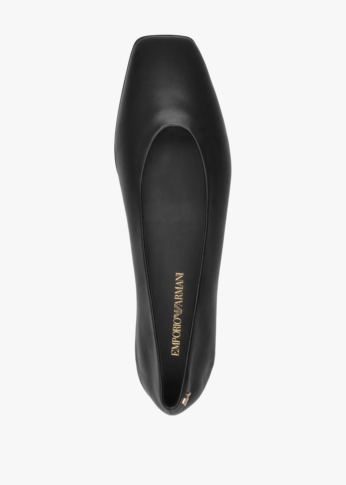 Black Leather Square Toe Ballet Pumps
