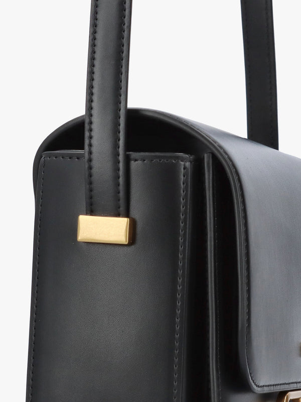 Luxe Black Leather Shoulder Bag