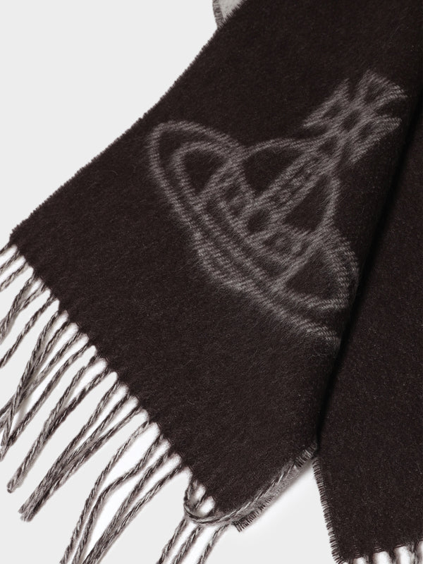 Unisex Double Logo Off White Wool Scarf