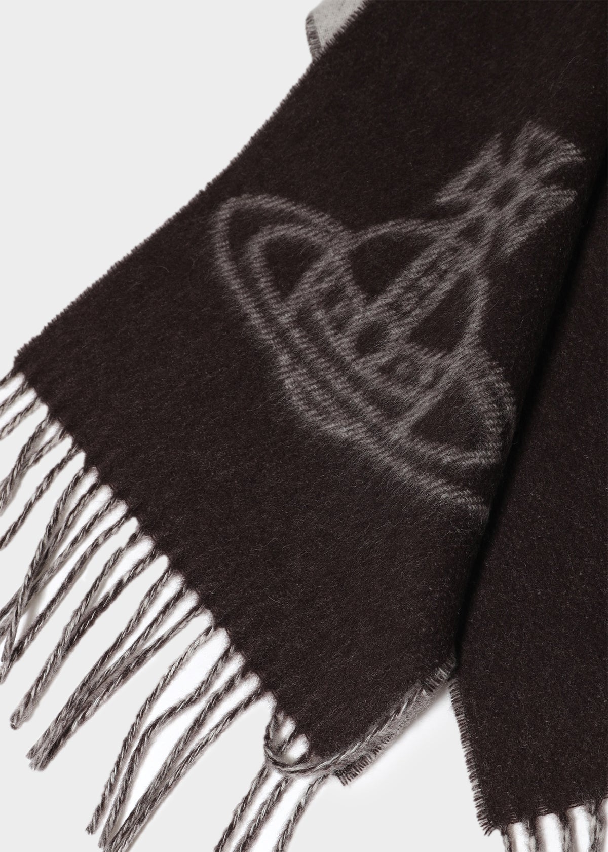 Unisex Double Logo Off White Wool Scarf