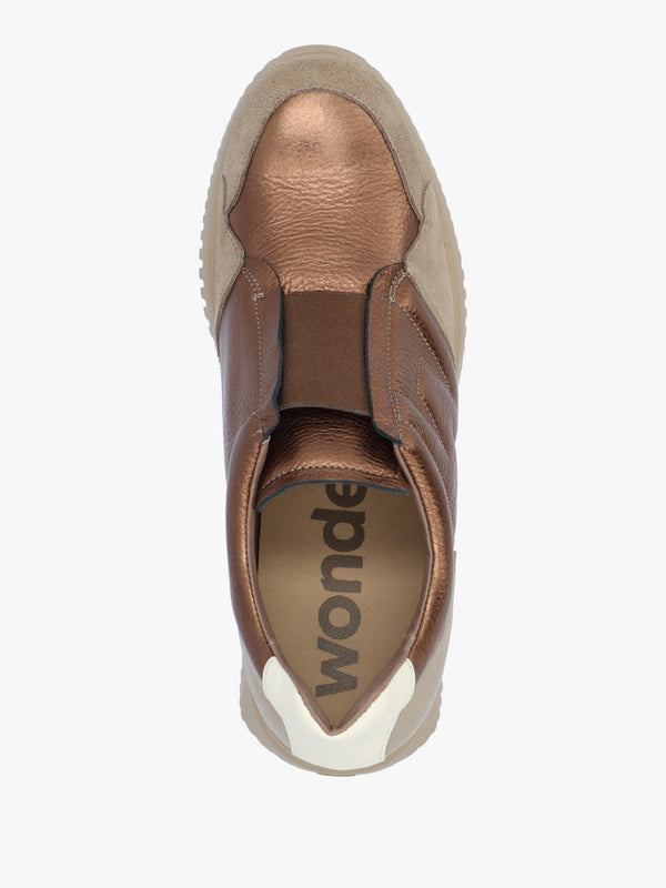 South Bronze Leather & Suede Wedge Trainers