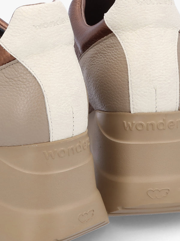 South Bronze Leather & Suede Wedge Trainers