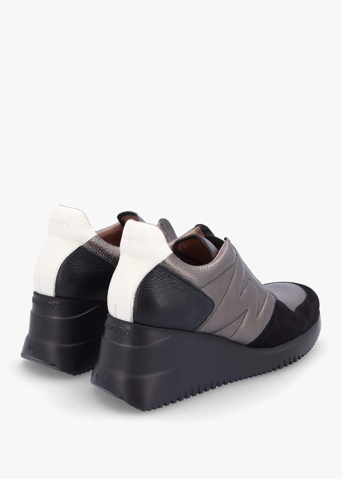 South Pewter Leather & Suede Wedge Trainers