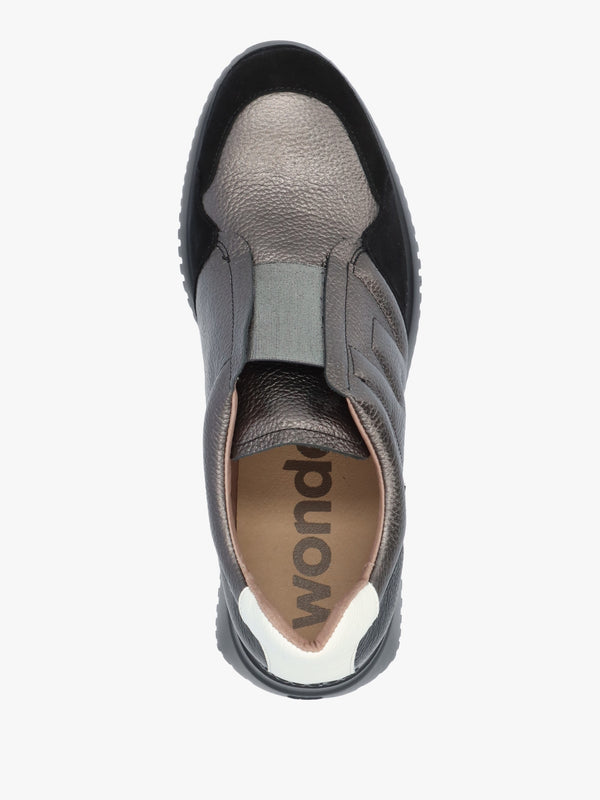 South Pewter Leather & Suede Wedge Trainers