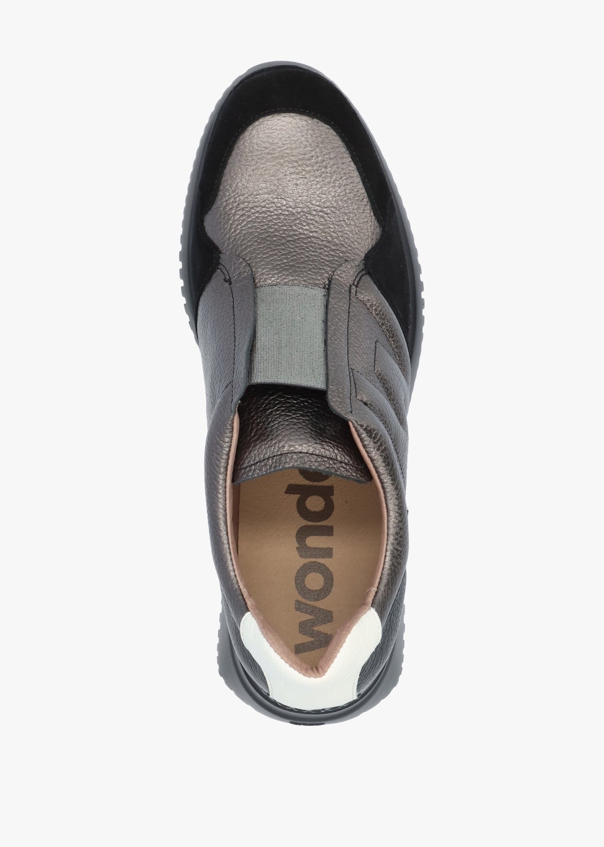 South Pewter Leather & Suede Wedge Trainers