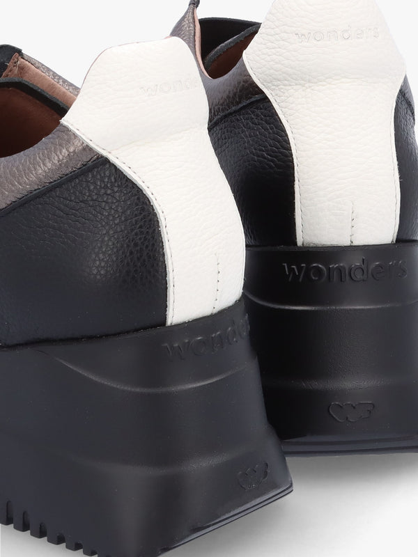 South Pewter Leather & Suede Wedge Trainers