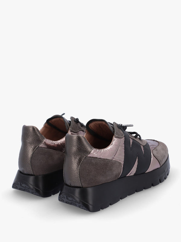 Oslo Pewter Metallic Suede & Nylon Trainers