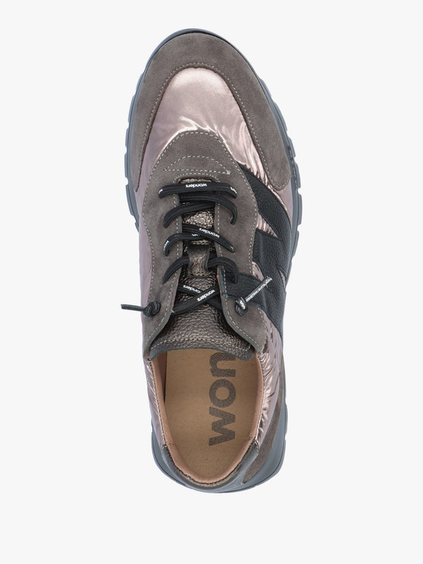 Oslo Pewter Metallic Suede & Nylon Trainers