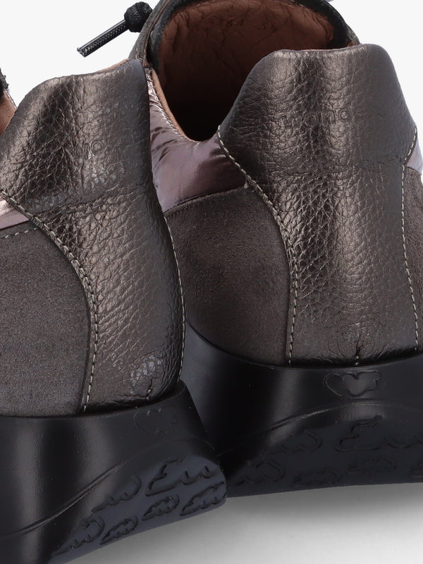 Oslo Pewter Metallic Suede & Nylon Trainers
