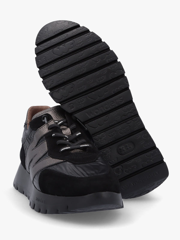 Oslo Black Suede & Nylon Trainers