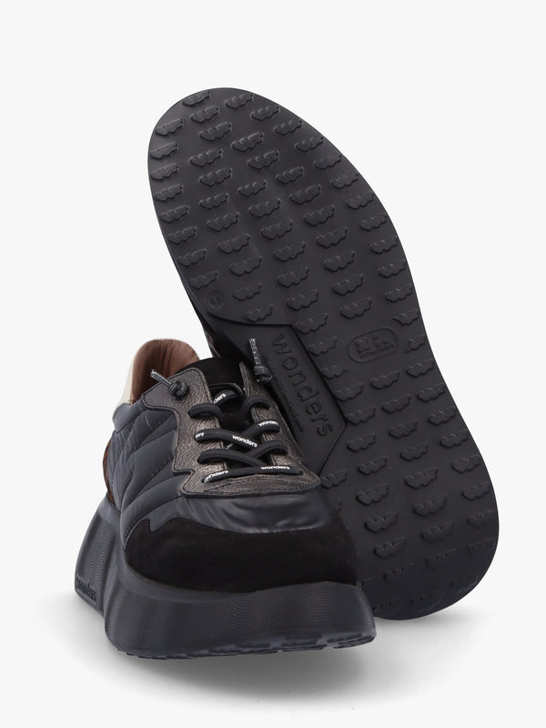 Roma Black Mixed Textile Chunky Trainers