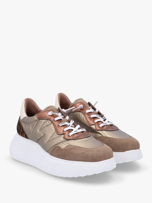 Roma Taupe Mixed Textile Chunky Trainers