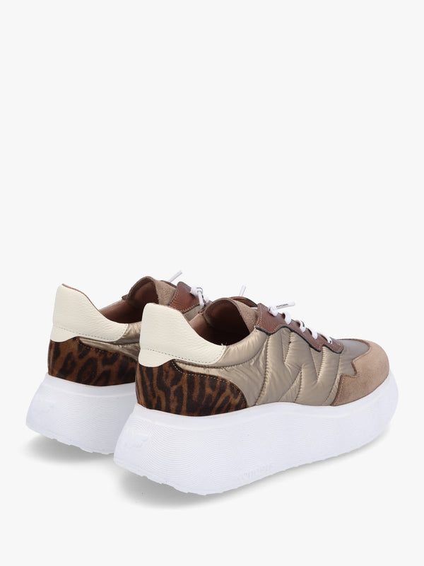 Roma Taupe Mixed Textile Chunky Trainers
