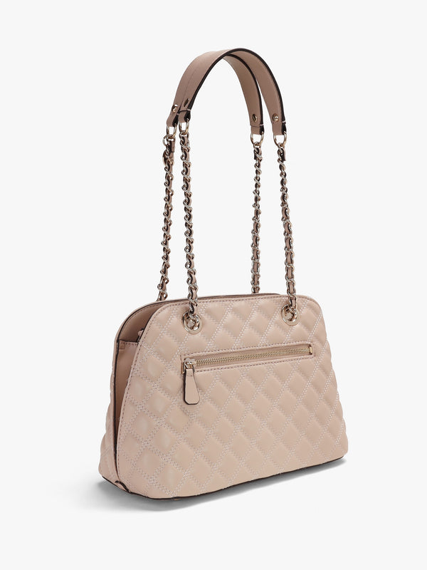 Dome Light Beige Quilted Shoulder Bag