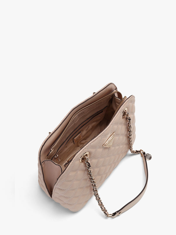 Dome Light Beige Quilted Shoulder Bag
