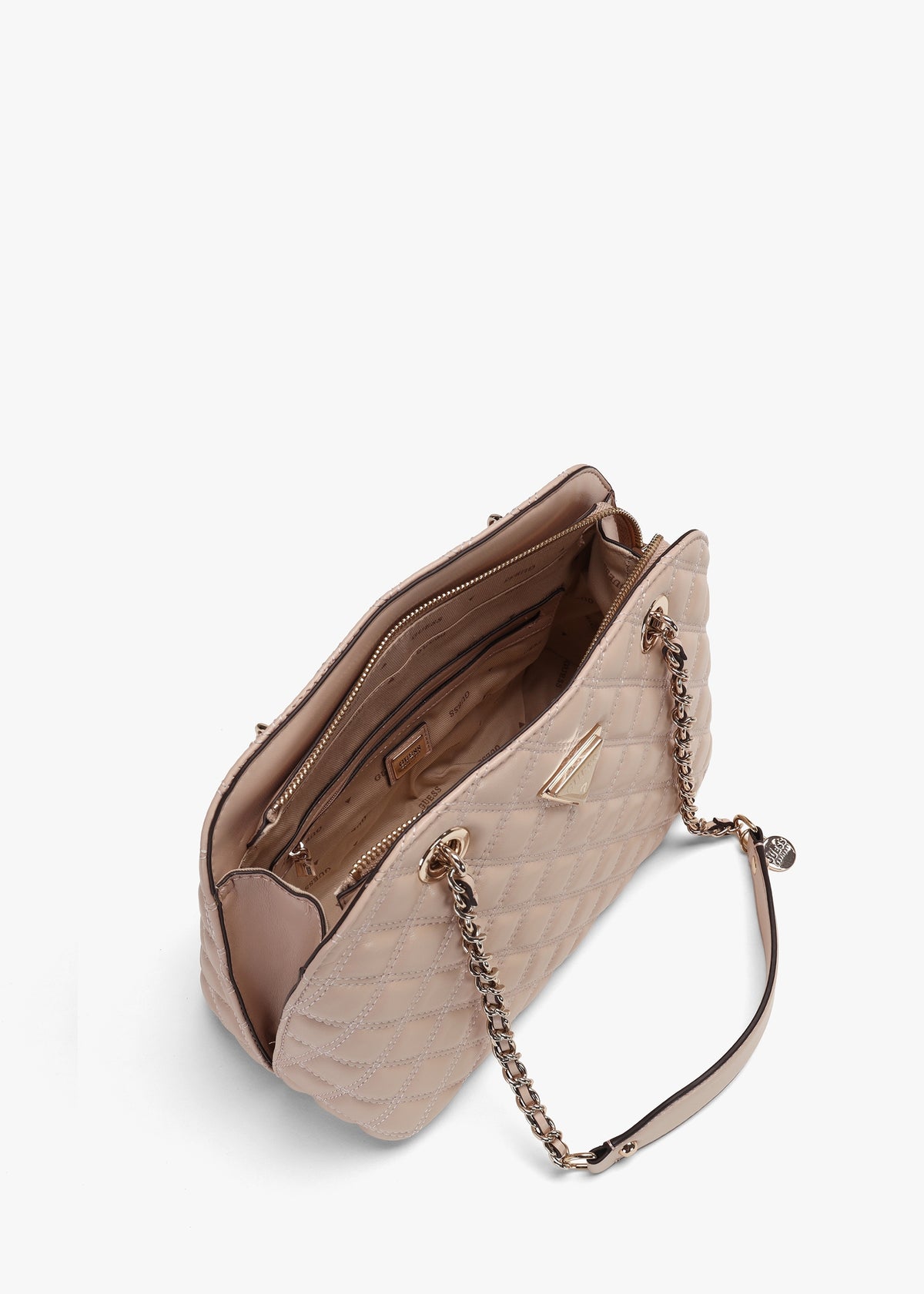 Dome Light Beige Quilted Shoulder Bag