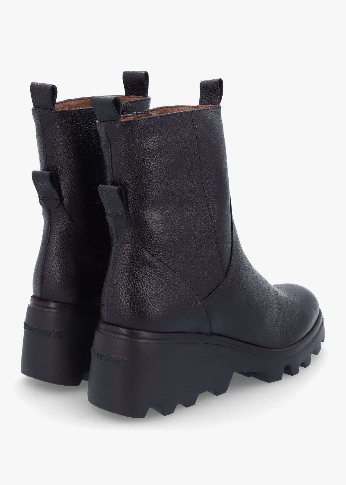 Leeds Black Tumbled Leather Wedge Ankle Boots