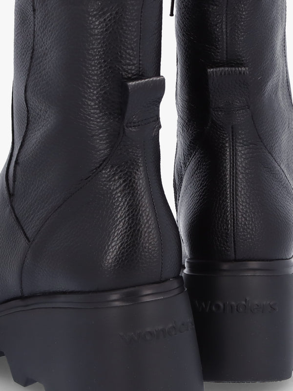 Leeds Black Tumbled Leather Wedge Ankle Boots