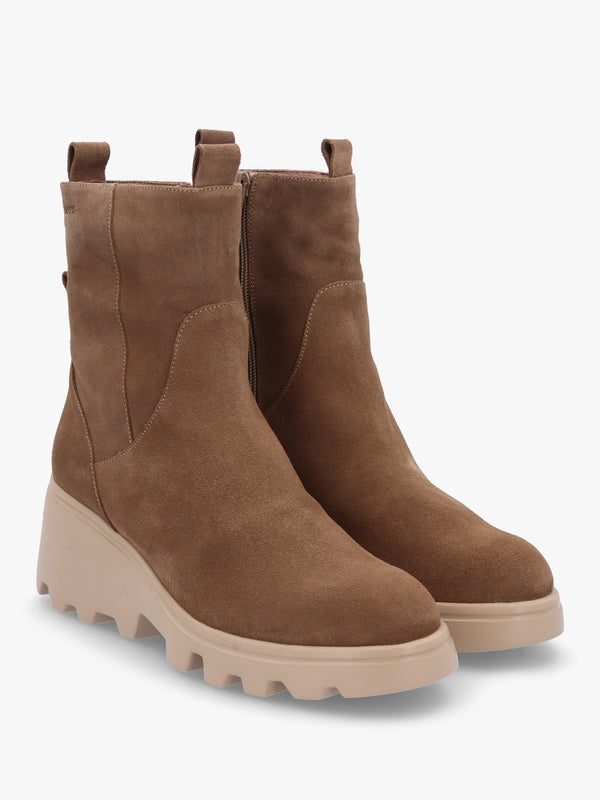 Leeds Taupe Suede Wedge Ankle Boots