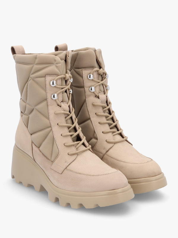 Toronto Taupe Suede & Nylon Wedge Ankle Boots