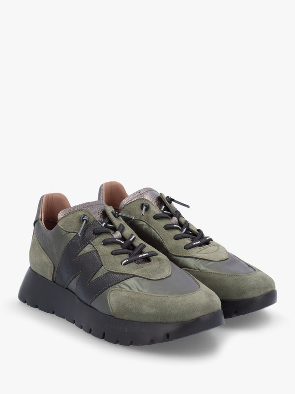 Oslo Khaki Metallic Suede & Nylon Trainers
