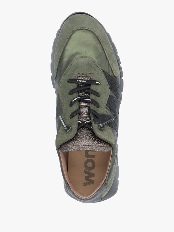 Oslo Khaki Metallic Suede & Nylon Trainers