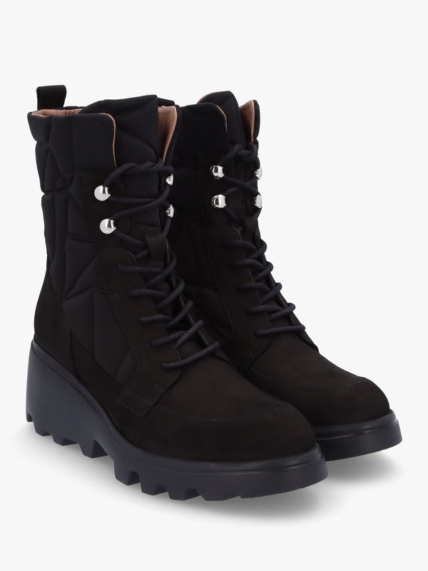 Toronto Black Suede & Nylon Wedge Ankle Boots
