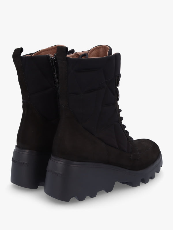 Toronto Black Suede & Nylon Wedge Ankle Boots