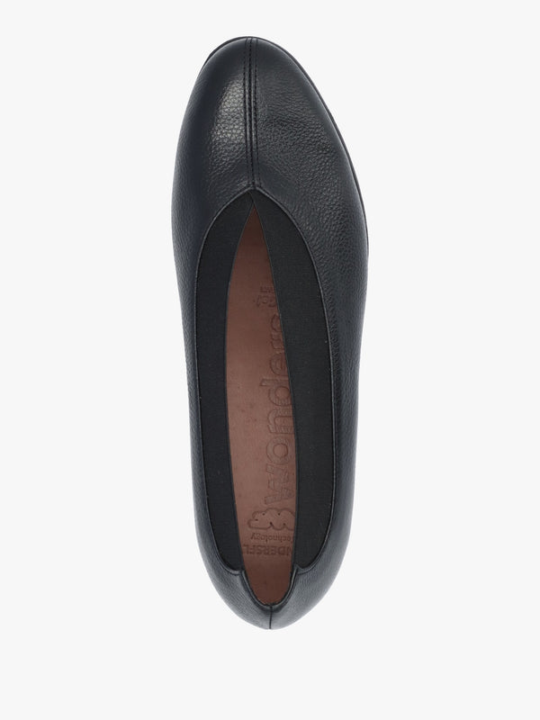 Agadir Black Leather Wedge Shoes