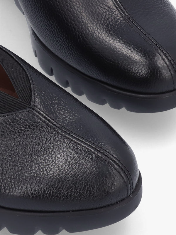 Agadir Black Leather Wedge Shoes
