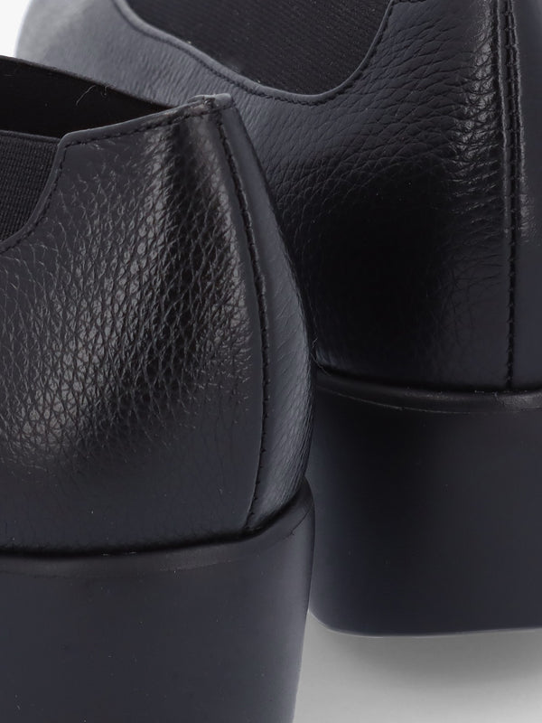 Agadir Black Leather Wedge Shoes