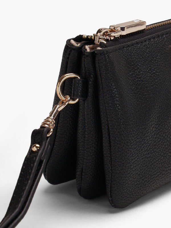 Mini Latona Tri Black Top Zip Cross-Body Bag