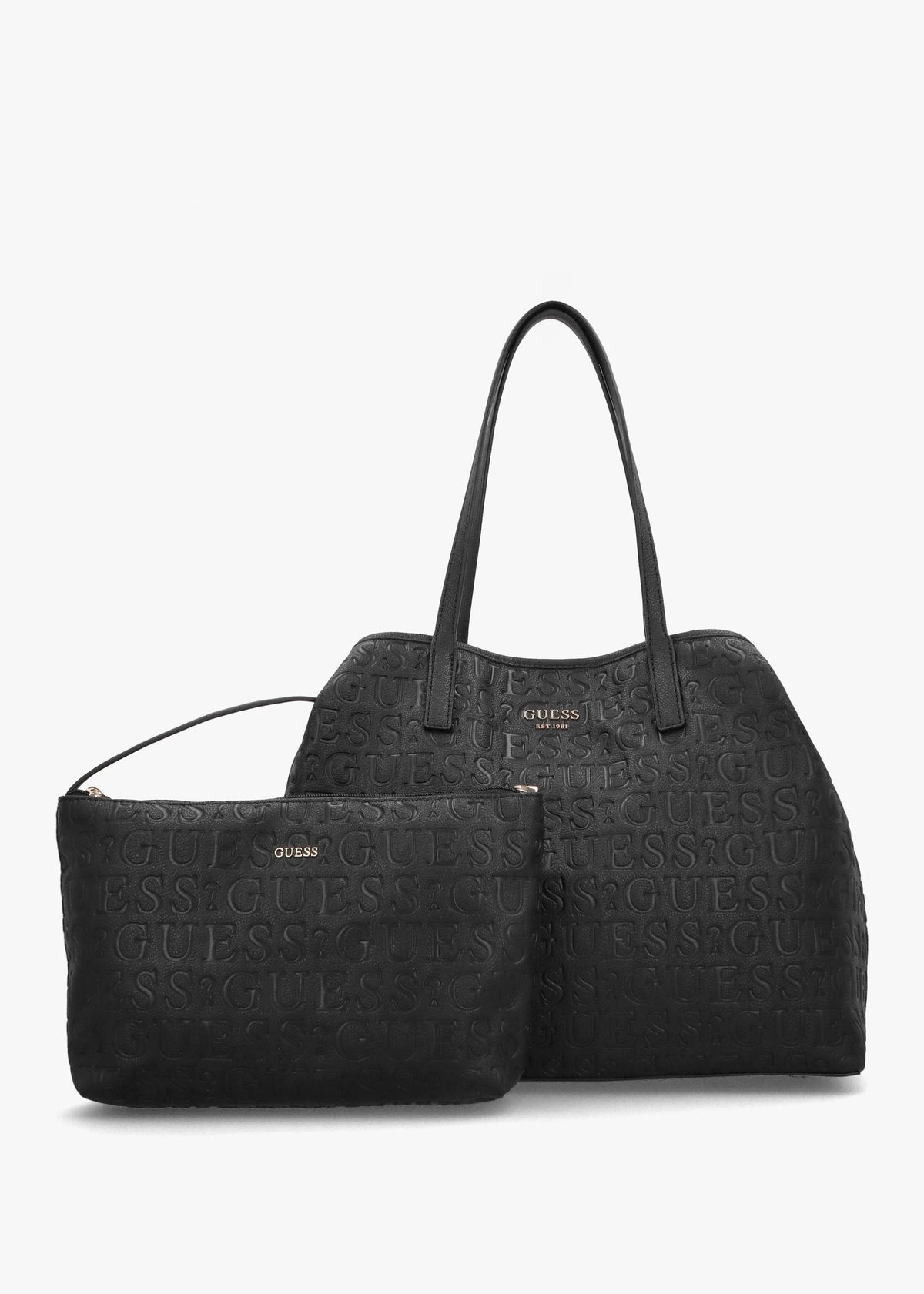 Vikky II Black Debossed Logo Tote Bag