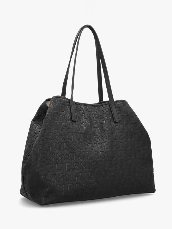 Vikky II Black Debossed Logo Tote Bag