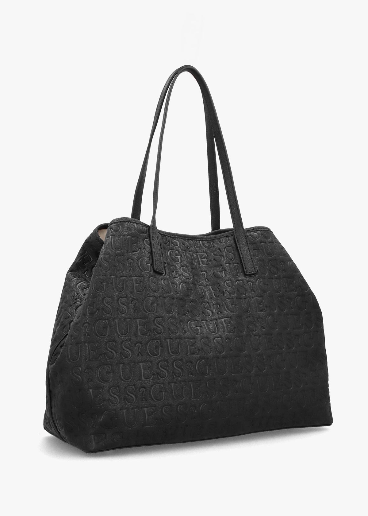 Vikky II Black Debossed Logo Tote Bag